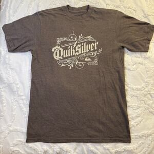 Quiksilver Youth Graphic T-Shirt Brown Short Sleeve Logo YXL or Men's Small
